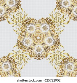 Seamless pattern with golden elements on gray background. Good for Christmas cards, decoration, menus, web, banners and designs related to wine and holidays. Vector illustration.