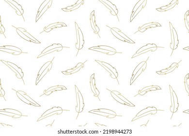 seamless pattern with golden feathers, great for wrapping, textile, wallpaper, greeting card- vector illustration