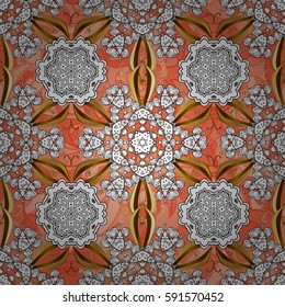 Seamless pattern. Golden floral wallpaper. Damask background. Gold floral ornament in baroque style. Golden element on background.