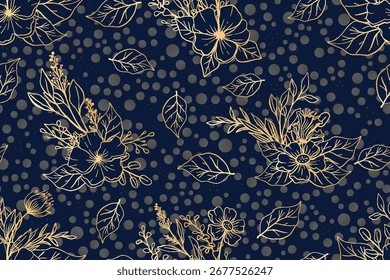 seamless pattern golden flower luxury background