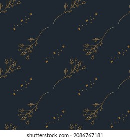 Seamless pattern with golden flowers 
