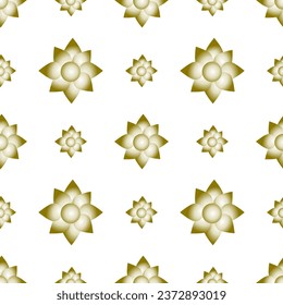 Patrón sin foco de flores doradas sobre fondo blanco para el concepto de fondo y textura 