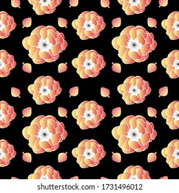 
Flores doradas de patrón inexpugnable. Patrón para almohadas, papel pintado o tela.