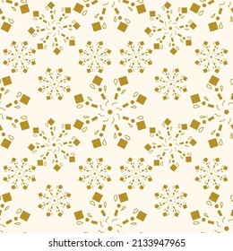 Patrón inmaculado con adorno geométrico dorado sobre un fondo de luz pastel.
Diseño de diseño vectorial de lujo para presentaciones de negocios, banners, textiles, papel envolvente, impresiones, decoraciones, empaque.