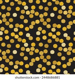 Seamless pattern in golden glitter spots. Vector illustration in hand-drawn style, abstract background