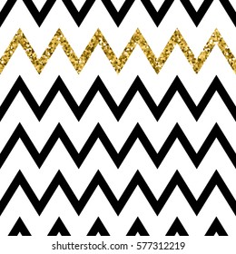 Seamless pattern of golden glitter zigzag chevron, golden background of zig zag stripe, vector design for textile, wallpaper, web, wrapping, save the date, wedding, card, paper