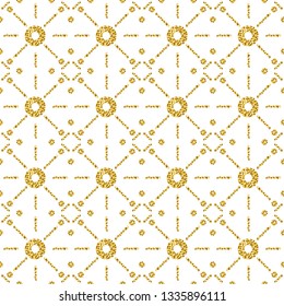 Seamless pattern with golden glittering circles. Gold Seamless pattern. Repeatable design. Can be used for fabric, scrap booking, wallpaper, web background, invitation, poster, vector