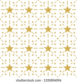 Seamless pattern with golden glittering stars. Gold Seamless pattern. Repeatable design. Can be used for fabric, scrap booking, wallpaper, web background, invitation, poster, vector