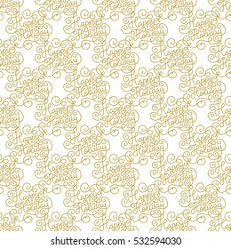 Seamless pattern with golden hand lettering Happy Holiday on white background. Vector illustration for your design