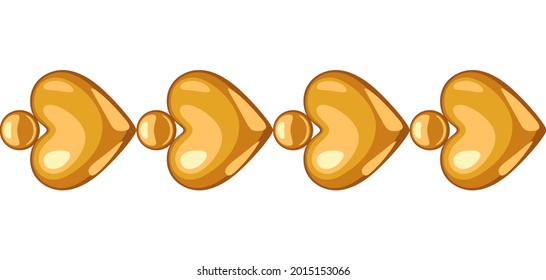 Seamless pattern golden heart chain. Beautiful jewelry precious necklaces.