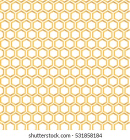 Seamless pattern with golden honey comb background