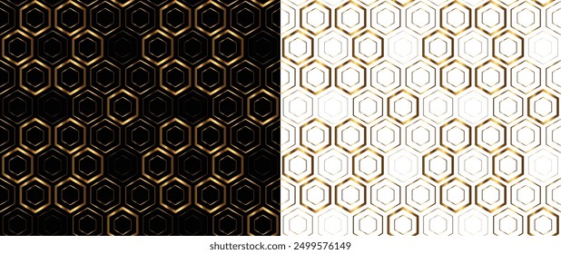 Seamless pattern of golden honeycomb. Vector illustration.