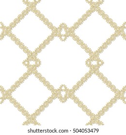 seamless pattern with golden lace  on white background