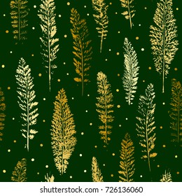 Seamless pattern with golden leaves ornate