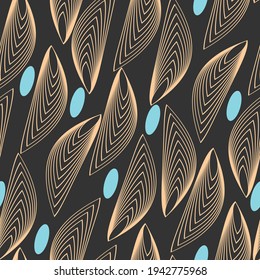 Seamless pattern with golden leaves. For packaging, print, wrapping paper, wallpaper. Vector pattern.