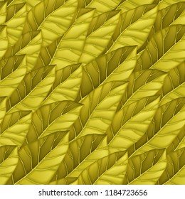 Seamless pattern of golden leaves. Repeating vector pattern of lettuce leaves. Vector texture for background, wallpaper, textile, print design. Vector illustration. EPS10