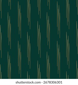Padrão contínuo com linhas douradas no fundo verde profundo. Impressões de papel de parede elegantes. Impressão de papel de parede estilo vintage. Padrão sem emenda do vetor. 