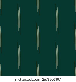 Padrão contínuo com linhas douradas no fundo verde profundo. Impressões de papel de parede elegantes. Impressão de papel de parede estilo vintage. Padrão sem emenda do vetor. 