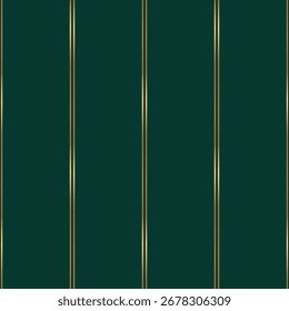 Seamless pattern with golden lines on deep green background. Elegant wallpaper prints. Vintage style wallpaper print. Vector seamless pattern. 