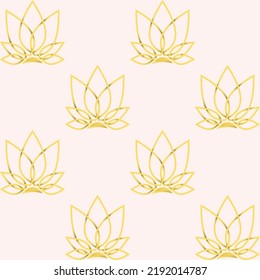 Seamless pattern with golden lotuses on a pink background