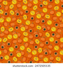 Seamless pattern with Golden Nugget squash. Winter squash. Cucurbita maxima. Vegetables. Isolated vector illustration.