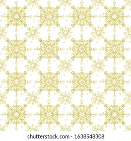  Seamless pattern, golden ornament on a white background.  Useful for textile, wrapping paper.
