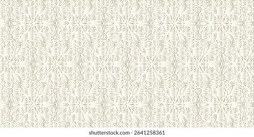 Seamless pattern of golden ornament on white background. Vector