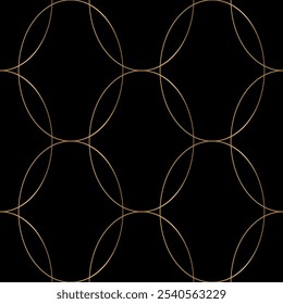 Seamless pattern with golden ovals on black background. Vector background. Seamless pattern. 
