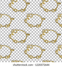 Seamless pattern with golden pigs