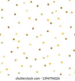 Seamless pattern with golden polka dot on a white background. Vector.