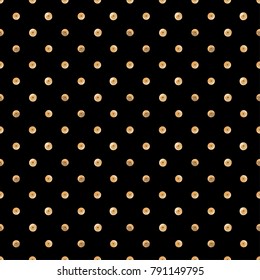 
Seamless pattern. Golden 
polka dots sp?ngles on a black background