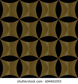 Seamless Pattern with Golden Rhombus. Gold on black background.Decorative Golden Texture.