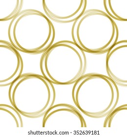 Seamless pattern of golden rings for decorative background with transparency.