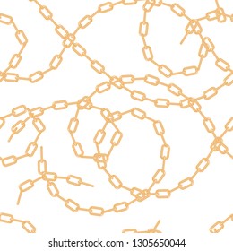 Seamless pattern with golden silver  chain, rope, jewerly, sparkles, pearls for fabric design