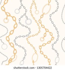 Seamless pattern with golden silver  chain for fabric design