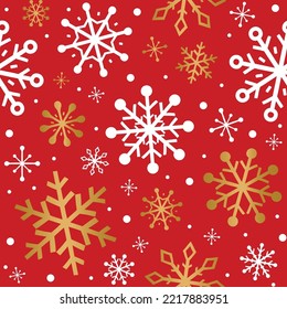 Seamless pattern with golden snowflakes. Christmas wrapping paper concept. Vector illustration