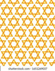 Seamless pattern of Golden Star of David symbols