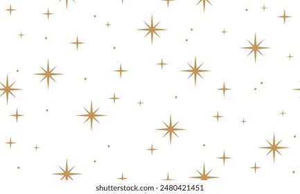 Seamless pattern with golden stars. Christmas, birthday design in golden color on a light background. Trendy modern vector illustration. Cute hand drawn flat design