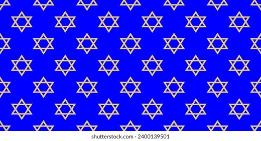 Seamless pattern of golden stars of David on a blue background. Print for wallpaper, textiles, wrapping paper Star of David