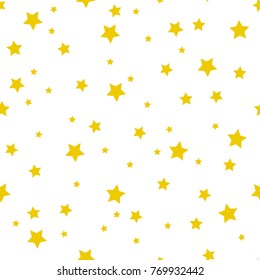 Seamless pattern with golden stars on white background. Vector illustration