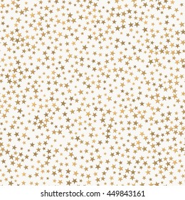 Seamless Pattern of Golden Stars with Various size and Shades  scattered Randomly. 