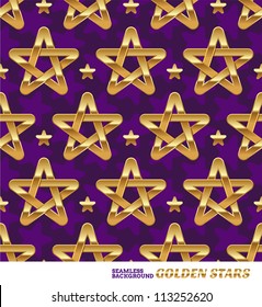 Patrón sin foco con estrellas doradas - ilustración vectorial