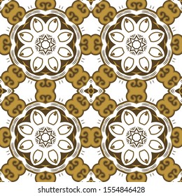 Seamless pattern with golden star-shaped elements. Vector illustration