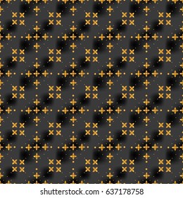 Seamless pattern with golden vintage elements on a dark background for luxury design