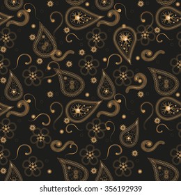 Seamless pattern with golden VIP indian elements. Royal vector 