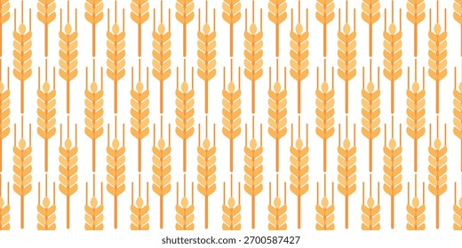 Seamless Pattern with Golden Wheat Ears on White Background