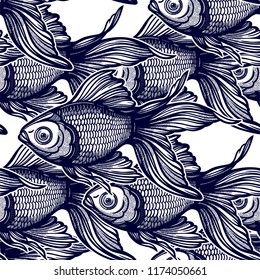 Seamless pattern with goldfish.