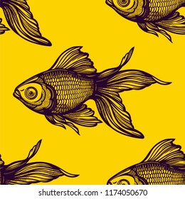 Seamless pattern with goldfish.