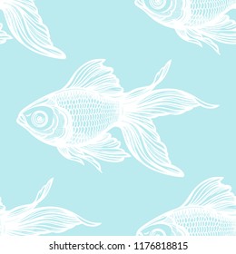 Seamless pattern with goldfish.