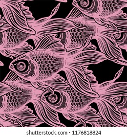 Seamless pattern with goldfish.